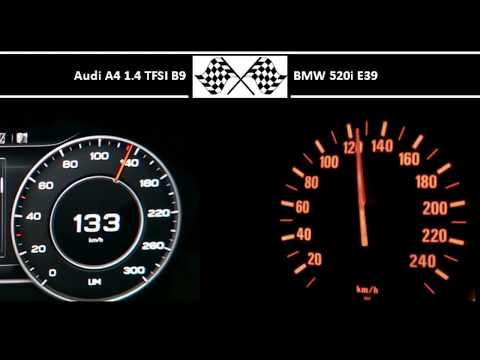Audi A4 1.4 TFSI B9 VS. BMW 520i E39 - Acceleration 0-100km/h