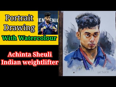 Achinta Sheuli || How to draw a portrait with Watercolour|| Step by step|| portrait painting||