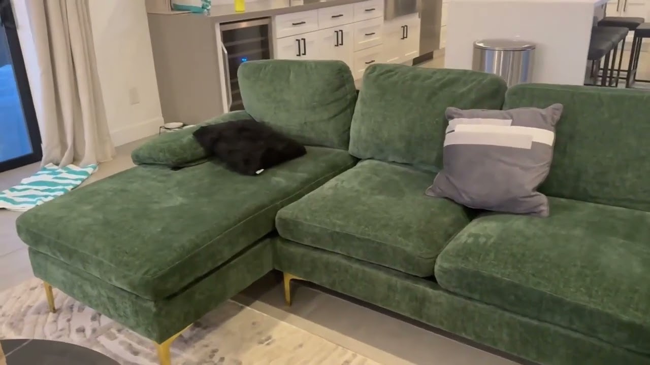 Amazon Karl home Convertible Sectional Sofa 110' U Shape Sofa Couch 4 Seat Couch with Chaise Ch