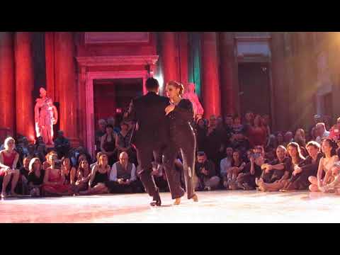  Fernando Sanchez  and  Ariadna Naveira  are  dancing  to  the  tango  "  Me llaman tango  "  by  Ángel D'Agostino  at  Genova Festival Bravo  in  2019