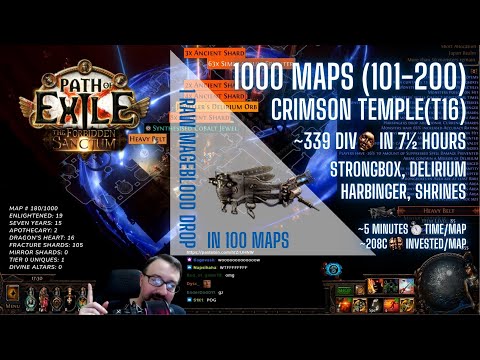 [PoE 3.20] 1000 Juiced MAPS (101-200) - Magic Finding on Crimson Temple (cumulative 33div per hour)