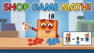 Numberblocks World | Learn Math with Number 18 | Shop Game| Counting Coins for Kids