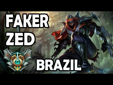 SKT T1 Faker plays ZED vs AHRI MID Ranked Master Brazil