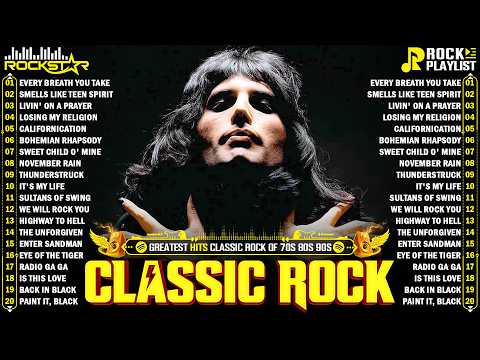 Top 100 Classic Rock Songs 70s 80s 90s ⚡ Queen, Guns N' Roses, Metallica, AC/DC, Aerosmith, Bon Jovi