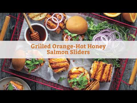 Grilled Orange-Hot Honey Salmon Sliders