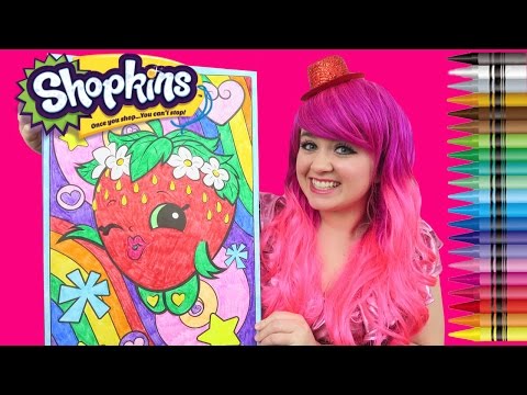 Shopkins Strawberry Kiss GIANT Coloring Page Crayola Crayons | COLORING WITH KiMMi THE CLOWN Video