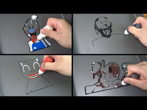 Scary Pancake Art - Granny, Ice Scream, Cartoon Cat, Siren head