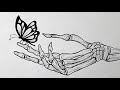 How To Draw A Skeleton Hand With Butterfly Skeleton Drawing