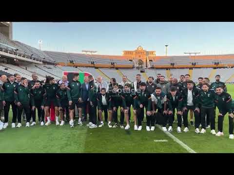 Jibril Rajoub, President of the Palestinian Football Federation, at the Lluis Companys Stadium in...