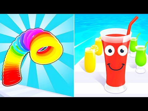 Satisfying Games All Max Levels... Juice Run vs Slinky Hop 3D / Update