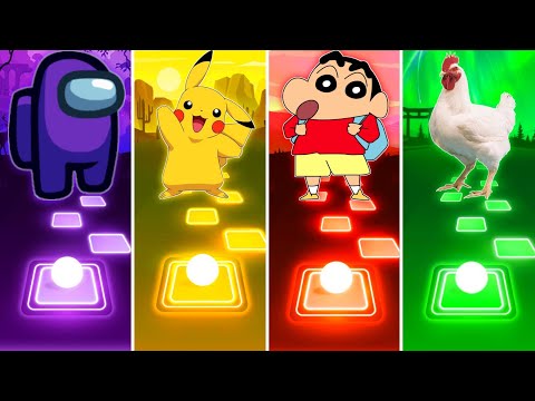 Among Us vs Pikachu vs Shinchan vs Chicken - Tiles Hop EDM Rush