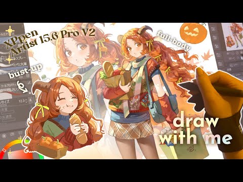 Unboxing & Draw with me 🎃 character design | drawing ASMR 🎃 ft. XPpen Artist 15.6 Pro V2 🍁