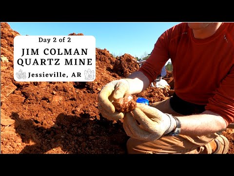 Looking for crystals at Jim Colman Quartz Mine.