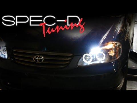 SPECDTUNING INSTALLATION VIDEO: 2003-2007 TOYOTA COROLLA PROJECTOR HEAD LIGHTS