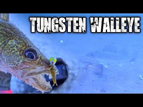 Slamming WALLEYE Ice Fishing with Tungsten Jig!! (FishPro Underwater Camera)