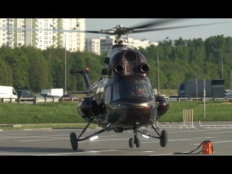 Вертолет Ми-2 - запуск-взлет из Крокус-Экспо