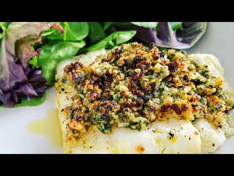 Walnut & Herb Cod au Gratin (Keto Baked Cod/Gluten-free/Quick & Easy Dinner Recipe)