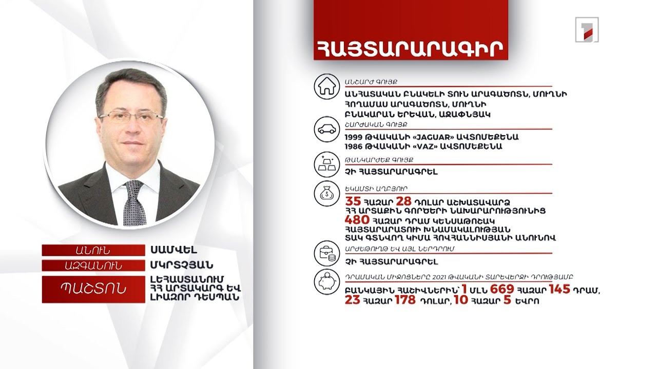 3 անշարժ գույք, 2 ավտոմեքենա. Լեհաստանում ՀՀ դեսպան Սամվել Մկրտչյանի հայտարարագիրը