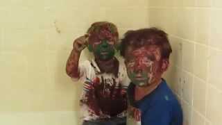 Dad can't stop laughing while trying to punish sons covered in paint (UNEDITED)