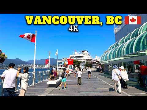 Downtown Vancouver 4K Walking Tour | Granville Street to Canada Place | City Sounds 🇨🇦