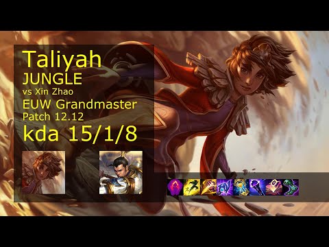 Taliyah vs Xin Zhao Jungle - EUW 15/1/8 Patch 12.12 Gameplay
