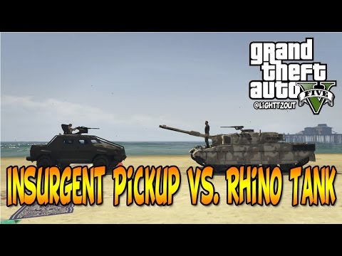 HVY Insurgent Pickup vs. Rhino Tank | GTA 5 Heists Vehicles Tests
