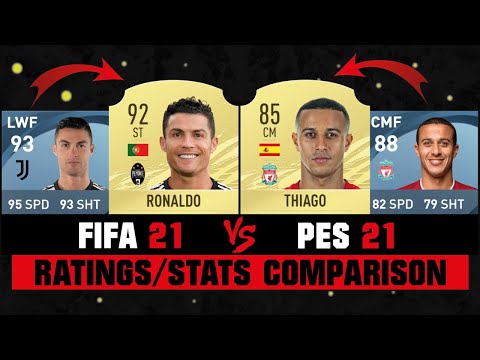 FIFA 21 VS PES 21 RATINGS AND STATS COMPARISON! 😱🔥| FT. RONALDO, THIAGO, AUBAMEYANG... etc