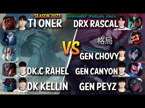 GEN Chovy HWEI Mid + Canyon Duo Peyz, DRX Rascal vs T1 Oner - Patch 14.3 KR Ranked | lolrec