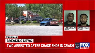 Deputies: Two arrested after pursuit in Greenwood ends in wreck