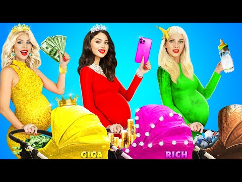 Rich vs Broke vs Giga Rich Pregnant | Positive Pregnancy & Funny Situations by RATATA
