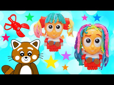 Pukkins leker frisör - Lek och lär dig färger med Play Doh - Lek med oss