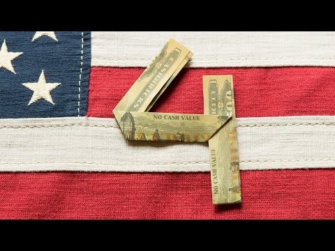 Dollar origami NUMBER 4 - how to fold numbers out of money # 4/10