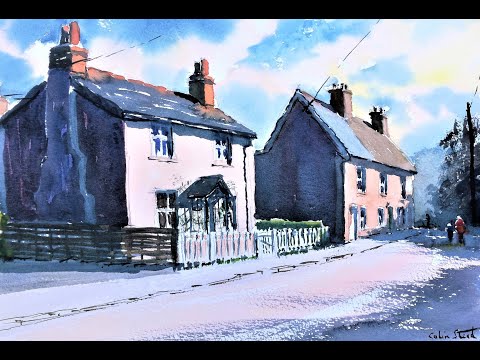 Thumbnail of 'Cottages, The Street, Galleywood'. (watercolour demonstration). Thumbnail of 'Cottages, The Street, Galleywood'. (watercolour demonstration).