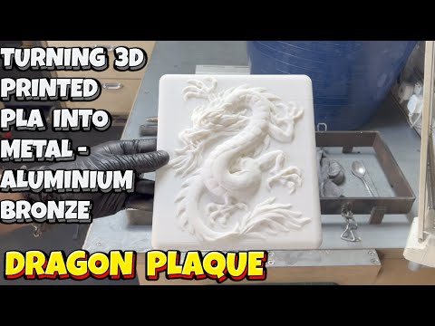 Turning 3D Print into Aluminium Bronze - Sand Casting a Dragon Plaque - Molten Metal - Let's Cook!