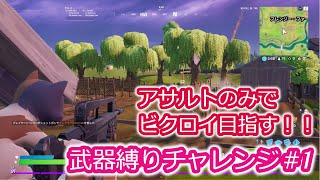【フォートナイト小5実況】武器縛りチャレンジ＃1　アサルトのみでビクロイを目指す！