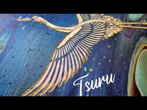 Tsuru, the Crane 💫 Embellishing Acrylic Pours with This Little Piggy Pigments!