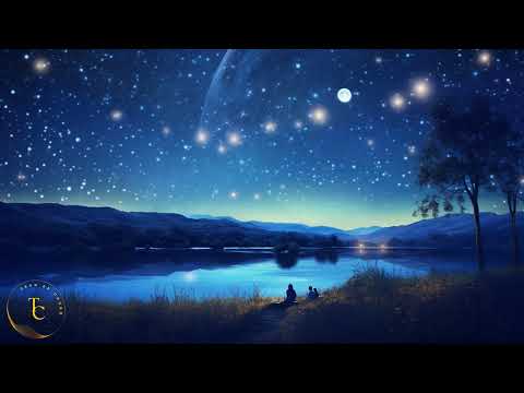 Enchanted pool in the spring forest at night - Crickets, Gentle Water, Light Wind Sounds for Relax