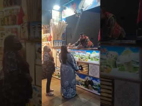 Istanbul ice cream seller with craftsmanship..