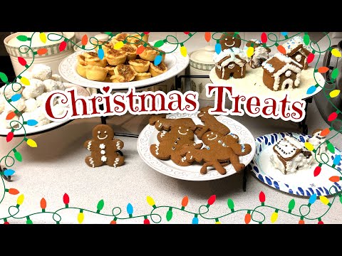 Christmas Treats: Buttery pecan snowball cookies, butter tarts, & gingerbread cutout cookies.