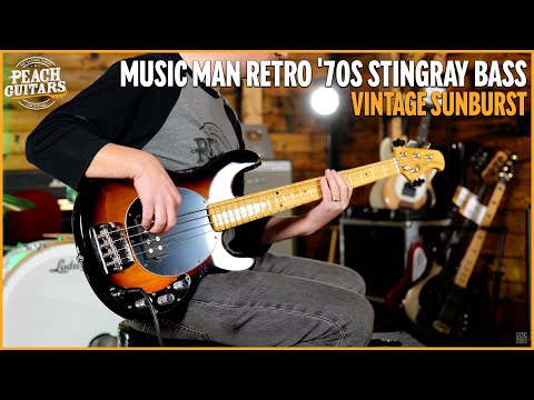 Music Man Retro '70s StingRay Bass - Maple - Vintage Sunburst image 11