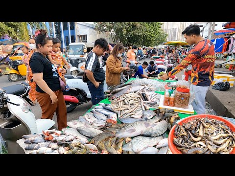 Huge Factory Wet Market Scenes - Fish, Vegetables, Pork, Meat, Seafood & People Activities|Papa