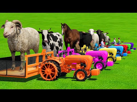 LOAD BULLS, SHEEPS, HORSES, GOATS, RAMS & TRANSPORT WITH MINI PORSCHE TRACTORS - FS22
