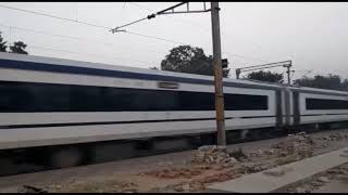 preview picture of video 'India's fastest train | Train 18 | trial. Passing through maitha railway station Kanpur'