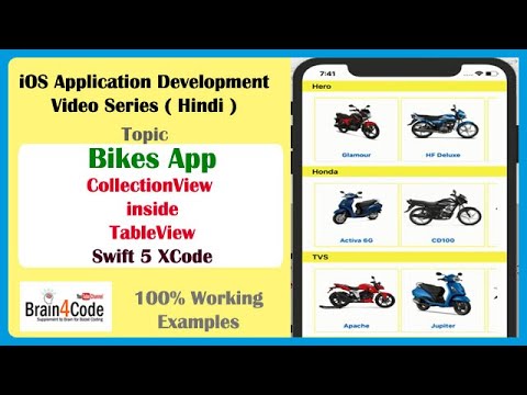Adding Collection view in Table view cell in Swift 5 XCode | Vehicles Bike App GUI in iOS App Design