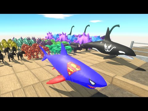 Superman Shark vs Venom Orca - Who is Faster and Stronger? - 🦖 Animal Revolt Battle Simulator