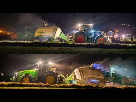 Pressatura doppia notturna| Fendt 930 Black edition, John Deere 8260R & 2x Krone BigPack 1290 Silver
