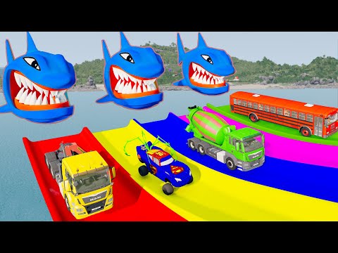 Funny Cars vs Slide Color with Portal Trap - BeamNG Drive