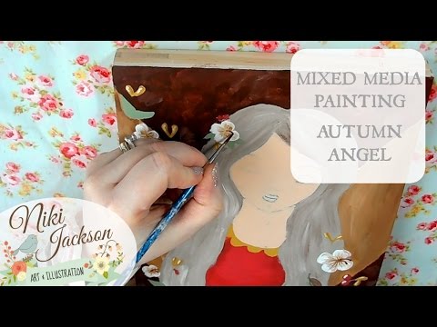 MIXED MEDIA PAINTING - AUTUMN ANGEL Niki Jackson Art
