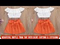 Baby Ruffle Trim Top With Belted Skirt Cutting And Stitching 6 7 Year Girl Dress Design
