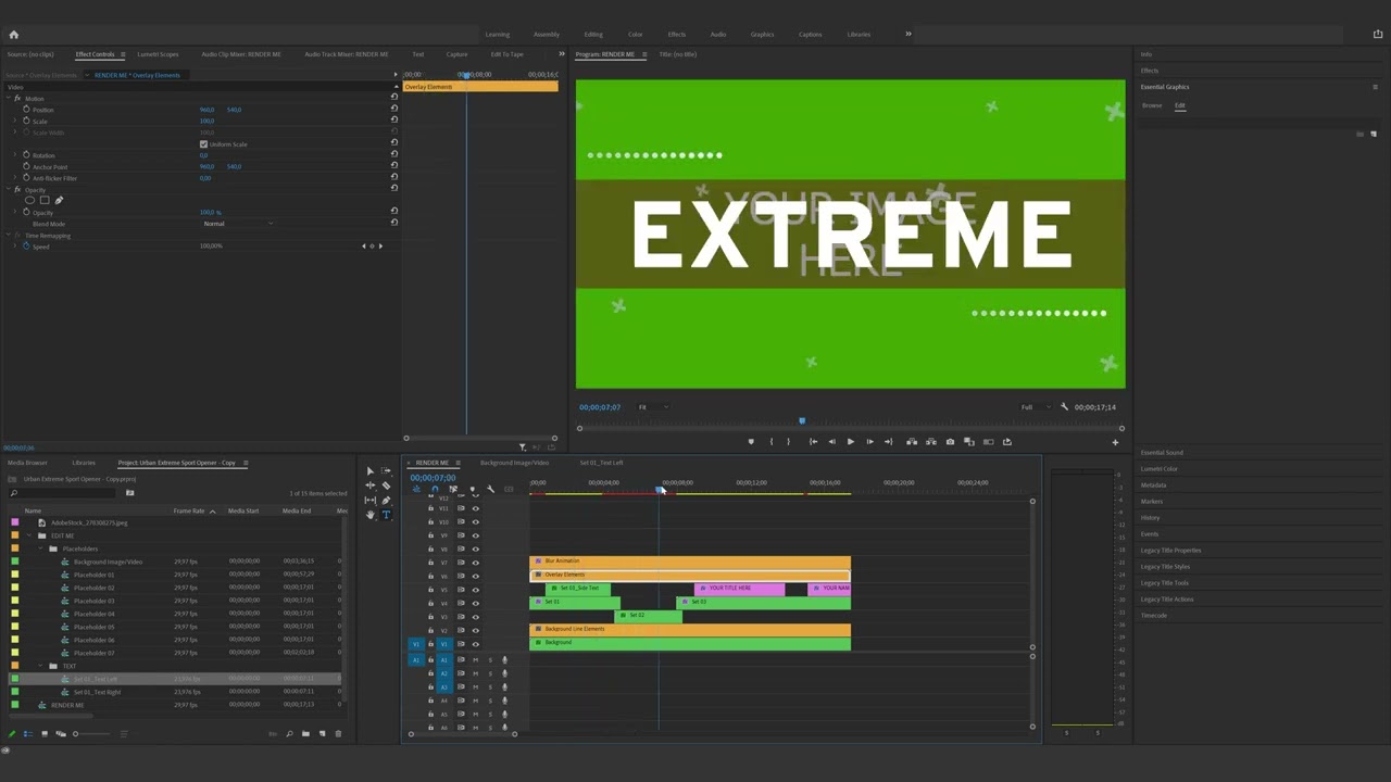 How to edit the Urban Extreme Sport Opener In Premiere Pro